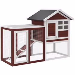 PawHut 122cm Wooden Rabbit Hutch Bunny Cage Pet House with Tray Ladder Run - Additional view 7