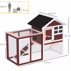 PawHut 122cm Wooden Rabbit Hutch Bunny Cage Pet House with Tray Ladder Run - Additional view 8