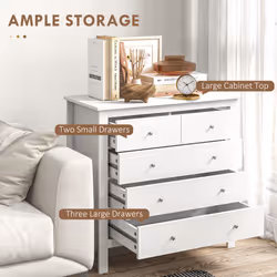 HOMCOM Modern Chest Of Drawers, 5 Drawer Unit Storage Chest for Bedroom - Additional view 5