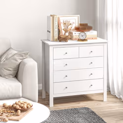HOMCOM Modern Chest Of Drawers, 5 Drawer Unit Storage Chest for Bedroom - Additional view 8