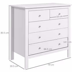 HOMCOM Modern Chest Of Drawers, 5 Drawer Unit Storage Chest for Bedroom - Additional view 9