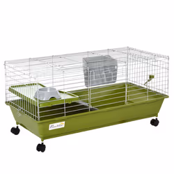PawHut 89cm Small Animal Cage for Rabbit Guinea Pig w/ Food Dish Green - Additional view 7