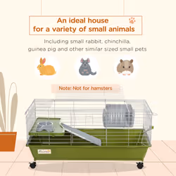 PawHut 89cm Small Animal Cage for Rabbit Guinea Pig w/ Food Dish Green - Additional view 8