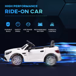 AIYAPLAY Benz 12V Kids Electric Ride On Car W/ Remote Control Music White