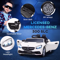AIYAPLAY Benz 12V Kids Electric Ride On Car W/ Remote Control Music White - Additional view 5