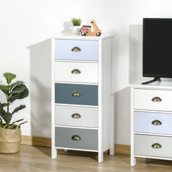 HOMCOM Chest of Drawers, 5 Drawer Storage Organizer Unit Bedroom, Blue