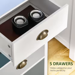 HOMCOM Chest of Drawers, 5 Drawer Storage Organizer Unit Bedroom, Blue