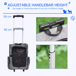 PawHut Pet Travel Backpack Bag Cat Puppy Dog Carrier w/ Trolley and Telescopic - Additional view 4