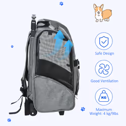 PawHut Pet Travel Backpack Bag Cat Puppy Dog Carrier w/ Trolley and Telescopic - Additional view 6