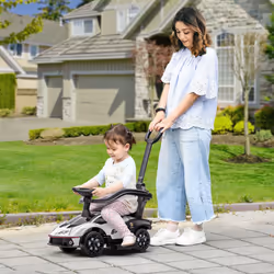 AIYAPLAY 2 in 1 Ride On Cars for Toddlers Licensed Baby Push Car White