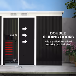 Outsunny 9 x 4FT Metal Garden Storage Shed w/ 2 Door, Dark Grey