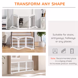 PawHut Foldable Wooden Pet Gate w/ 3 Panels 2 Support Feet for Small Dogs White - Additional view 8