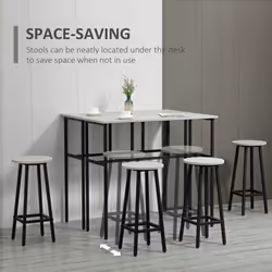 HOMCOM 6-Piece Industrial Bar Table Set, 2 Kitchen Tables with 4 Stools, Grey - Additional view 5