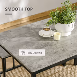 HOMCOM Dining Table Set, Concrete Effect  Table and Chairs for 4 People, Grey - Additional view 4