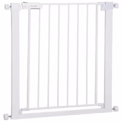Pawhut Pet Safety Gate Door Barrier Dog Metal Indoor Fence White 75-82cm