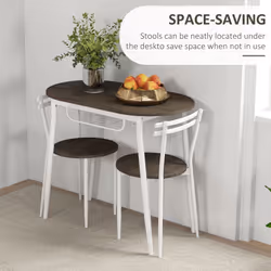 HOMCOM Dining Table and Chairs Set of 3, Oval Kitchen Table with 2 Chairs