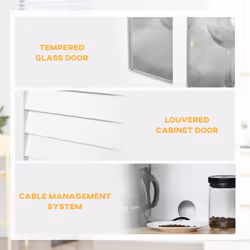 HOMCOM Coastal Kitchen Cupboard Storage Cabinet Unit for Dining Room, White