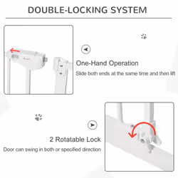 PawHut Adjustable Safety Gate w/ 3 Extensions and Four Adjustable Screws, White