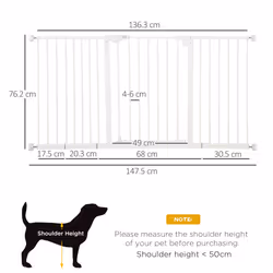 PawHut Adjustable Safety Gate w/ 3 Extensions and Four Adjustable Screws, White - Additional view 8