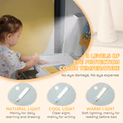 HOMCOM Kids Study Desk and Chair Set w/ USB Lamp, Adjustable Height, Grey - Additional view 6