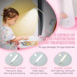 HOMCOM Kids Study Desk and Chair Set w/ USB Lamp, Adjustable Height, Pink - Additional view 4
