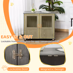 PawHut Dog Crate Kennel Cage for Small Medium Dog, Indoor End Table, Grey - Additional view 4
