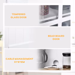 HOMCOM Coastal Kitchen Cupboard Storage Cabinet w/ Drawer Microwave Counter - Additional view 4