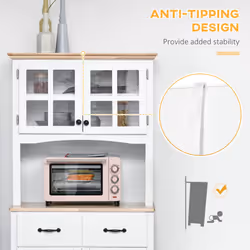 HOMCOM Coastal Kitchen Cupboard Storage Cabinet w/ Drawer Microwave Counter - Additional view 5