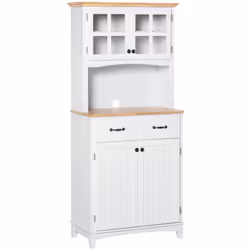 HOMCOM Coastal Kitchen Cupboard Storage Cabinet w/ Drawer Microwave Counter - Additional view 8
