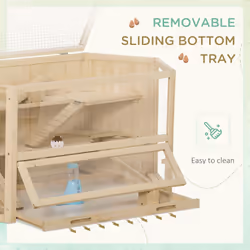 PawHut 3 Tier Wooden Hamster Cage Gerbil Play Centre w/ Sliding Tray Ramps - Additional view 4