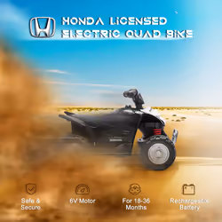 AIYAPLAY Honda Licensed Kids Electric Quad Bike 6V ATV for 1.5-3 Years, Black