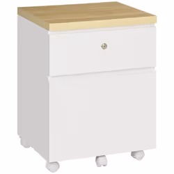 Vinsetto Mobile Filing Cabinet Lockable File Cabinet Legal Size W/ Drawers White