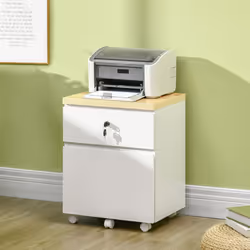 Vinsetto Mobile Filing Cabinet Lockable File Cabinet Legal Size W/ Drawers White