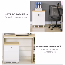 Vinsetto Mobile Filing Cabinet Lockable File Cabinet Legal Size W/ Drawers White