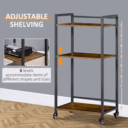 HOMCOM 3-Tier Printer Stand, Utility Cart, Rolling Trolley Adjustable Shelves - Additional view 4