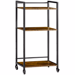 HOMCOM 3-Tier Printer Stand, Utility Cart, Rolling Trolley Adjustable Shelves - Additional view 8