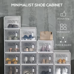 HOMCOM Portable Shoe Storage Cabinet with Magnetic Door