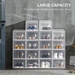 HOMCOM Portable Shoe Storage Cabinet with Magnetic Door