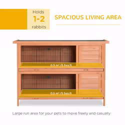 PawHut 54 Inch Large Rabbit Hutch Guinea Pig Hutches with Sliding Trays Outdoor