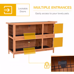 PawHut 54 Inch Large Rabbit Hutch Guinea Pig Hutches with Sliding Trays Outdoor