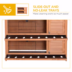 PawHut 54 Inch Large Rabbit Hutch Guinea Pig Hutches with Sliding Trays Outdoor - Additional view 4