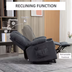 HOMCOM Riser and Recliner Chair w/ Remote, Lift Chair for Elderly, Charcoal Grey - Additional view 4