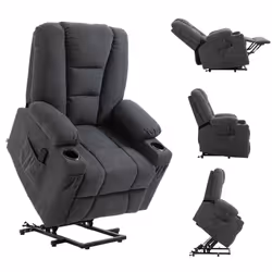 HOMCOM Riser and Recliner Chair w/ Remote, Lift Chair for Elderly, Charcoal Grey - Additional view 7