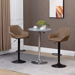 HOMCOM Adjustable Bar Stools Set of 2, Swivel Barstool W/ Footrest Dark Brown