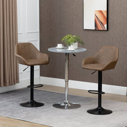 HOMCOM Adjustable Bar Stools Set of 2, Swivel Barstool W/ Footrest Dark Brown