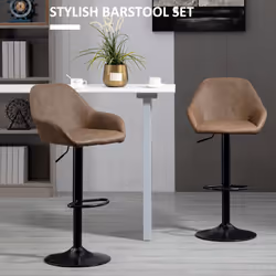 HOMCOM Adjustable Bar Stools Set of 2, Swivel Barstool W/ Footrest Dark Brown