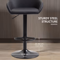 HOMCOM Adjustable Bar Stools Set of 2, Swivel Barstool W/ Footrest Black - Additional view 5