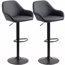 HOMCOM Adjustable Bar Stools Set of 2, Swivel Barstool W/ Footrest Black - Additional view 8