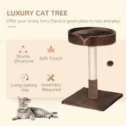 PawHut Small Cat Tree for Indoor Cats W/ Sisal Scratching Post Bed Cushion Toy