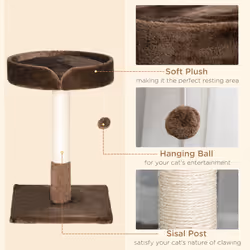 PawHut Small Cat Tree for Indoor Cats W/ Sisal Scratching Post Bed Cushion Toy